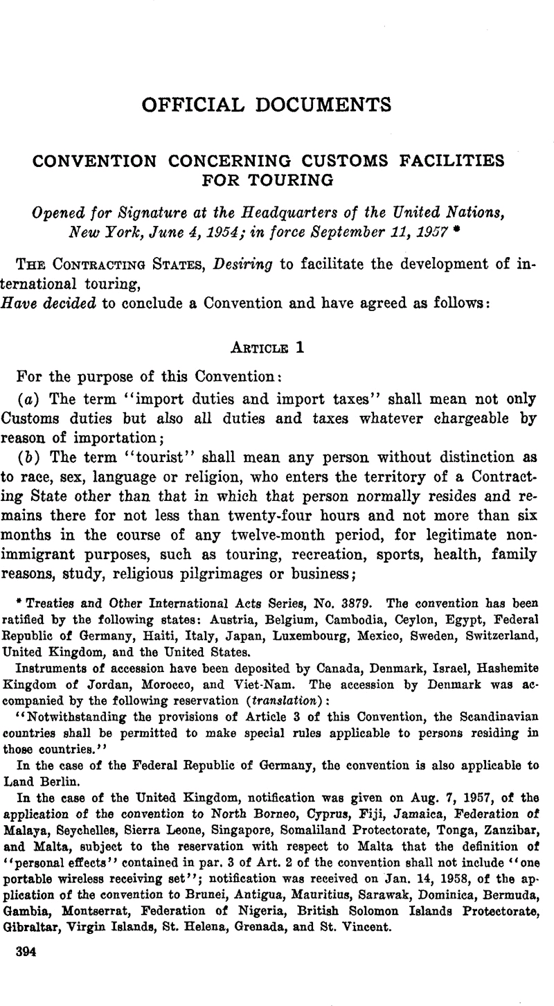 Convention Concerning Customs Facilities for Touring Image